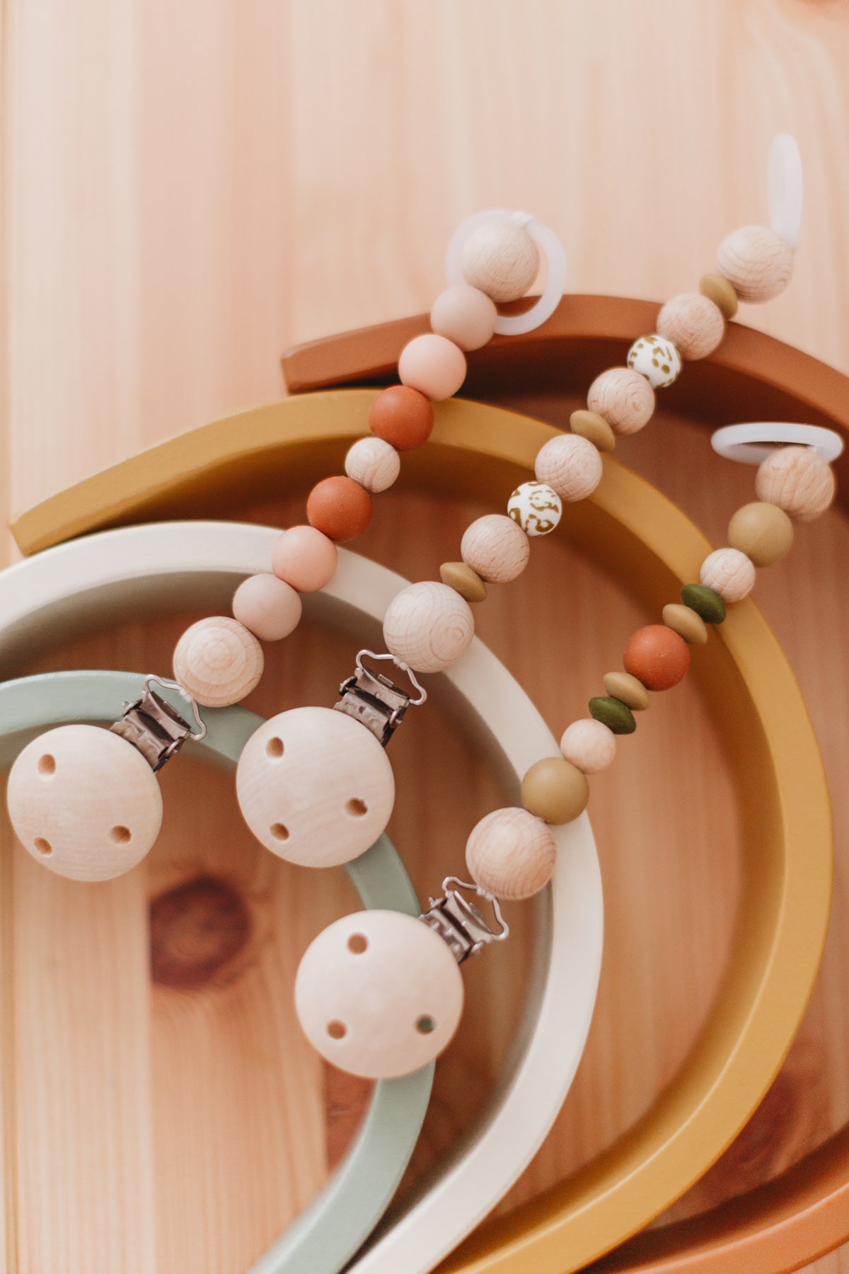 Lot de 3 Chaînes tétine Terre/Olive