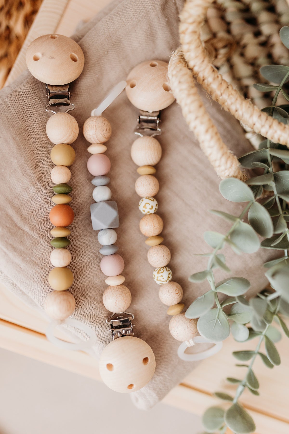 Lot de 3 Chaînes de sucette argent gris/rose