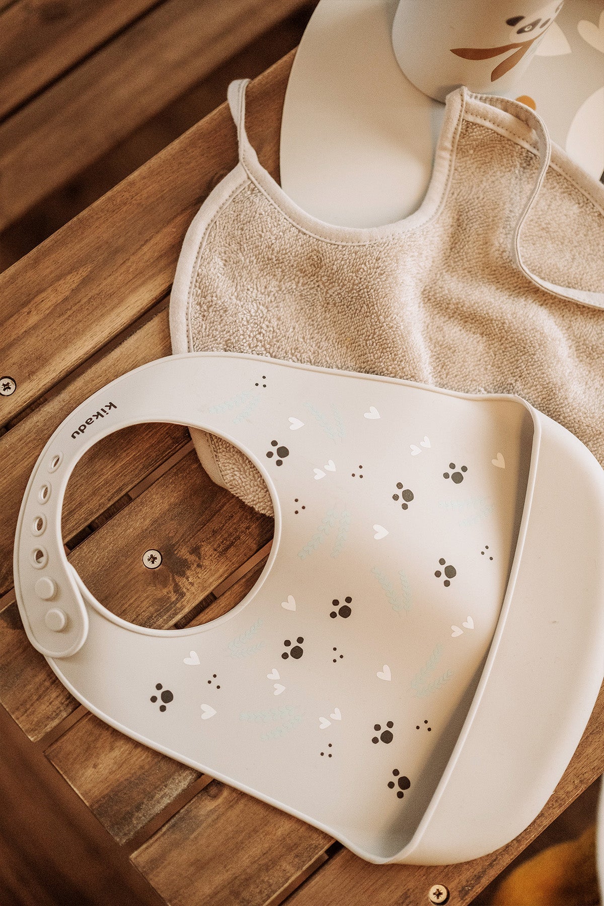 Bavoir Silicone Panda Gris Argenté