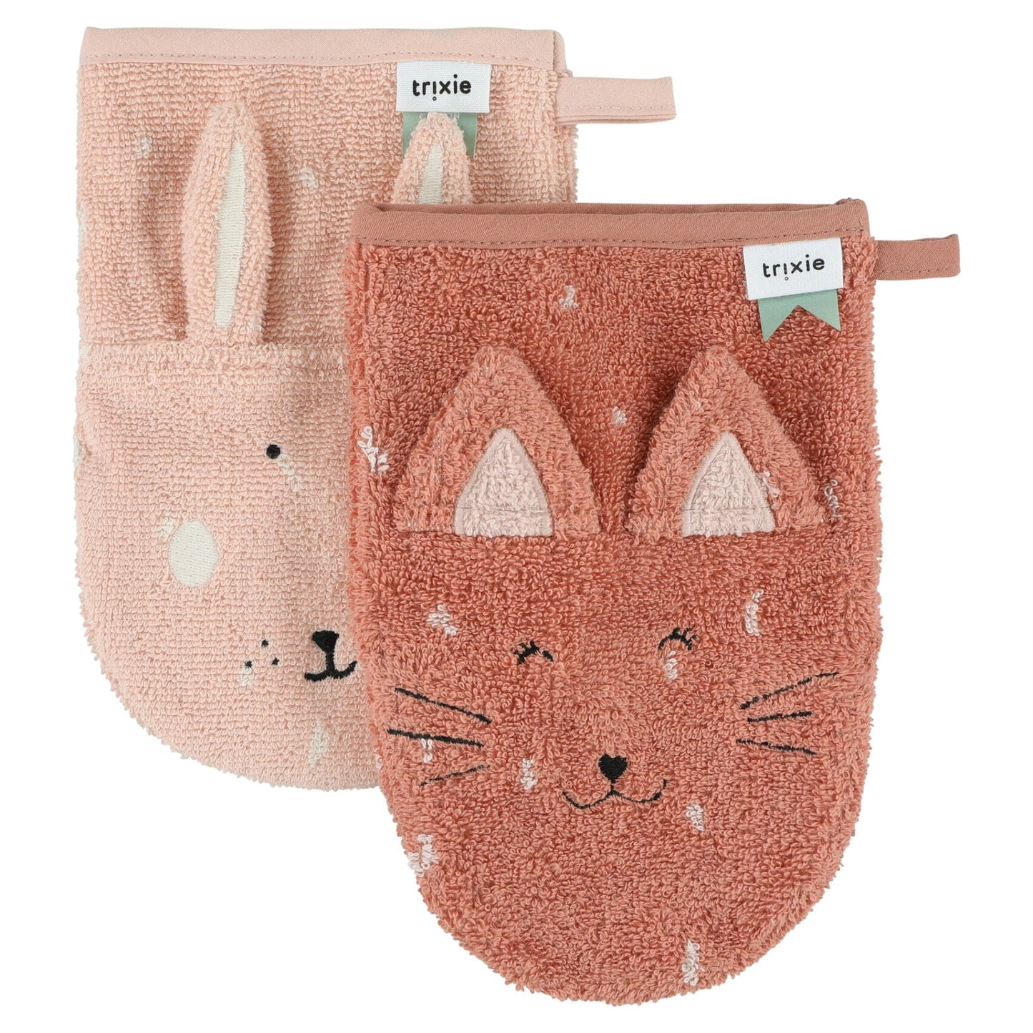 Lot de 3 gants de toilette | Mme.Chat - Mme.Lapin