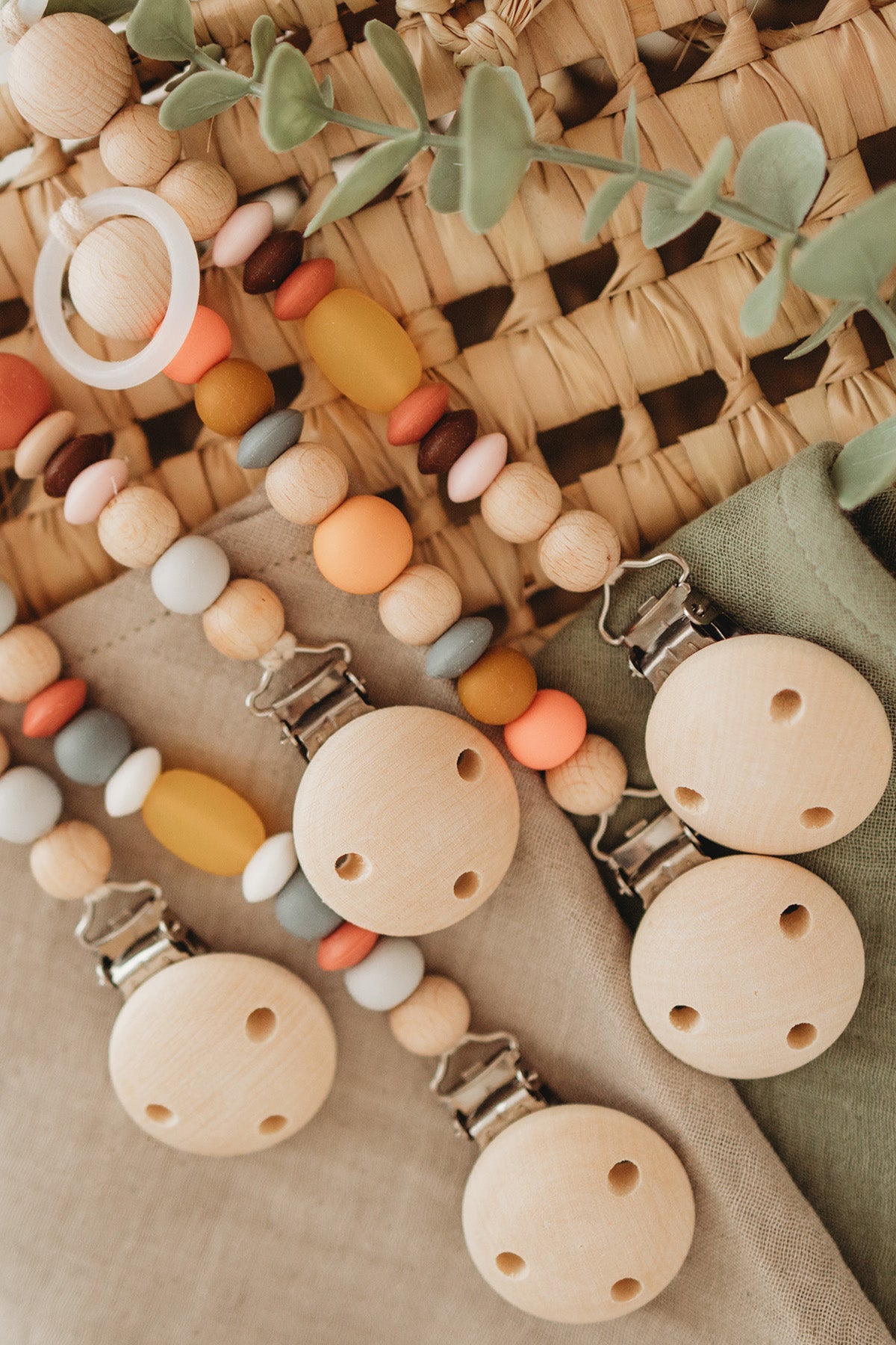 Lot de 3 Chaînes tétine Moutarde/Violet