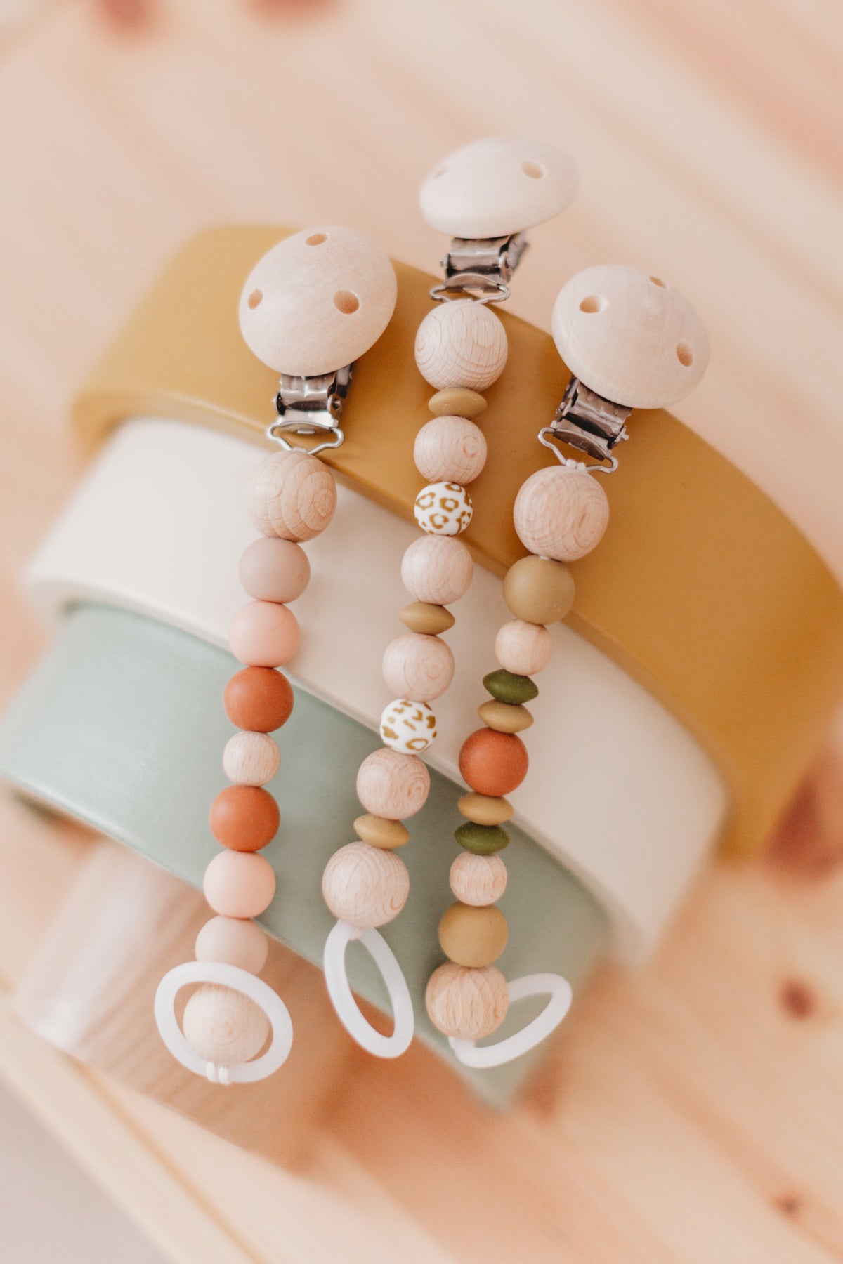 Lot de 3 Chaînes tétine Terre/Olive