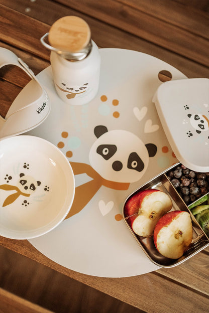 Lot de 3 Sets de Table Silicone Panda Gris Argenté