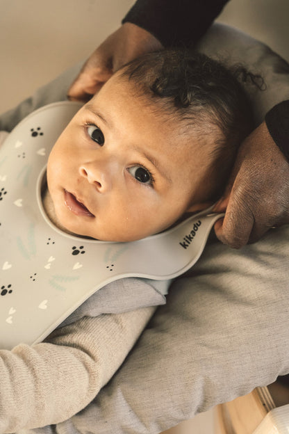 Bavoir Silicone Panda Gris Argenté