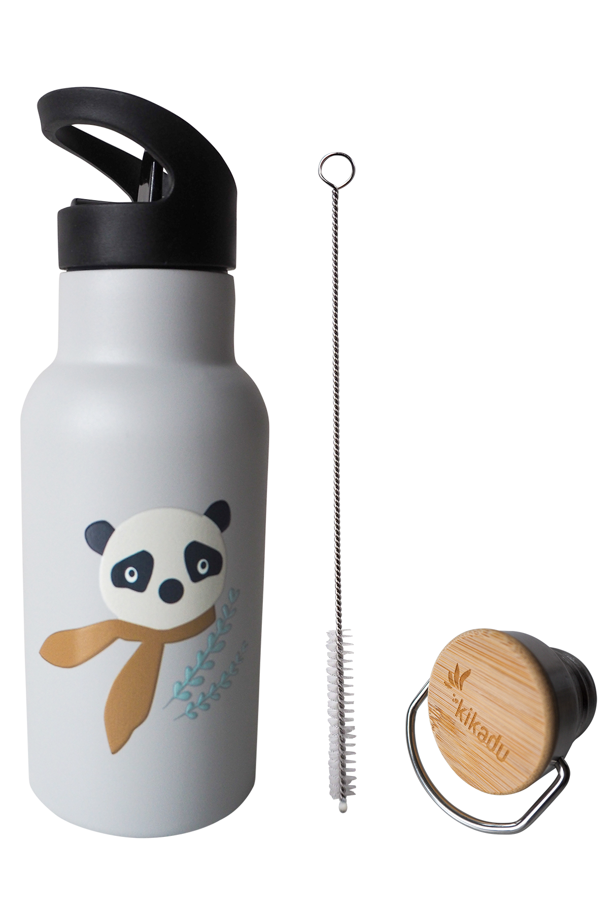 Lot de 3 Gourdes Panda Gris Argenté (VE3)