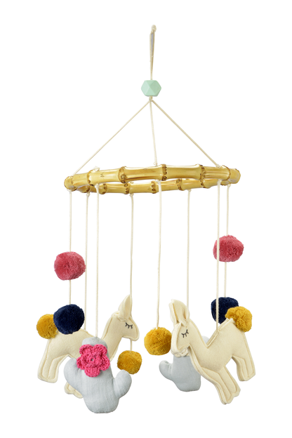 Lot de 2 Mobiles lama avec anneau en bois