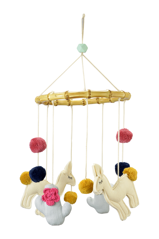 Lot de 2 Mobiles lama avec anneau en bois