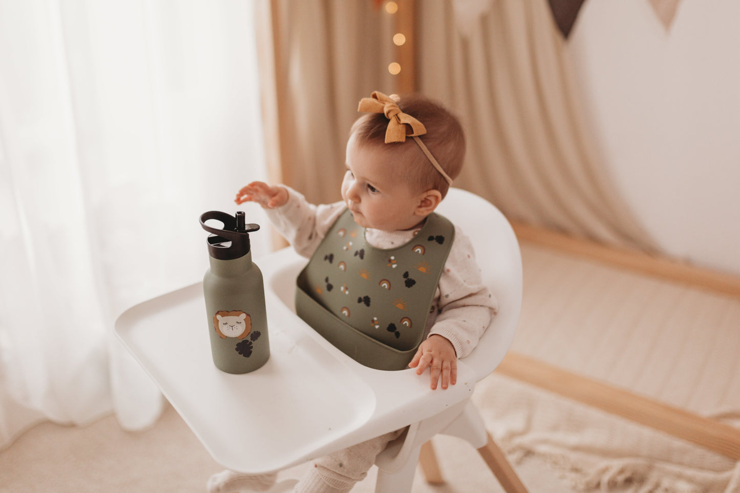 Lot de 3 Bavoirs silicone Lion Olive