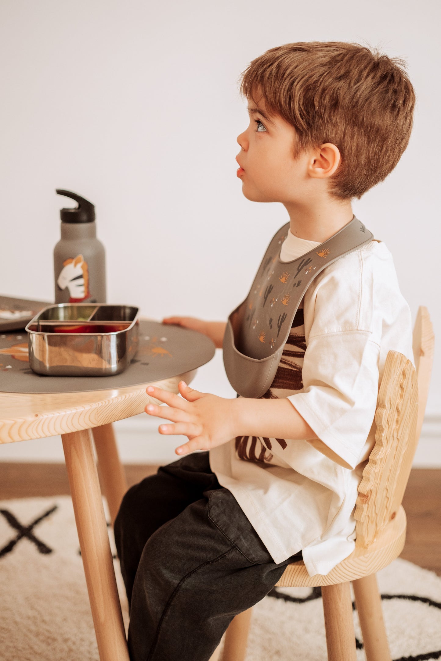 Lot de 3 Bavoirs silicone Zèbre Gris