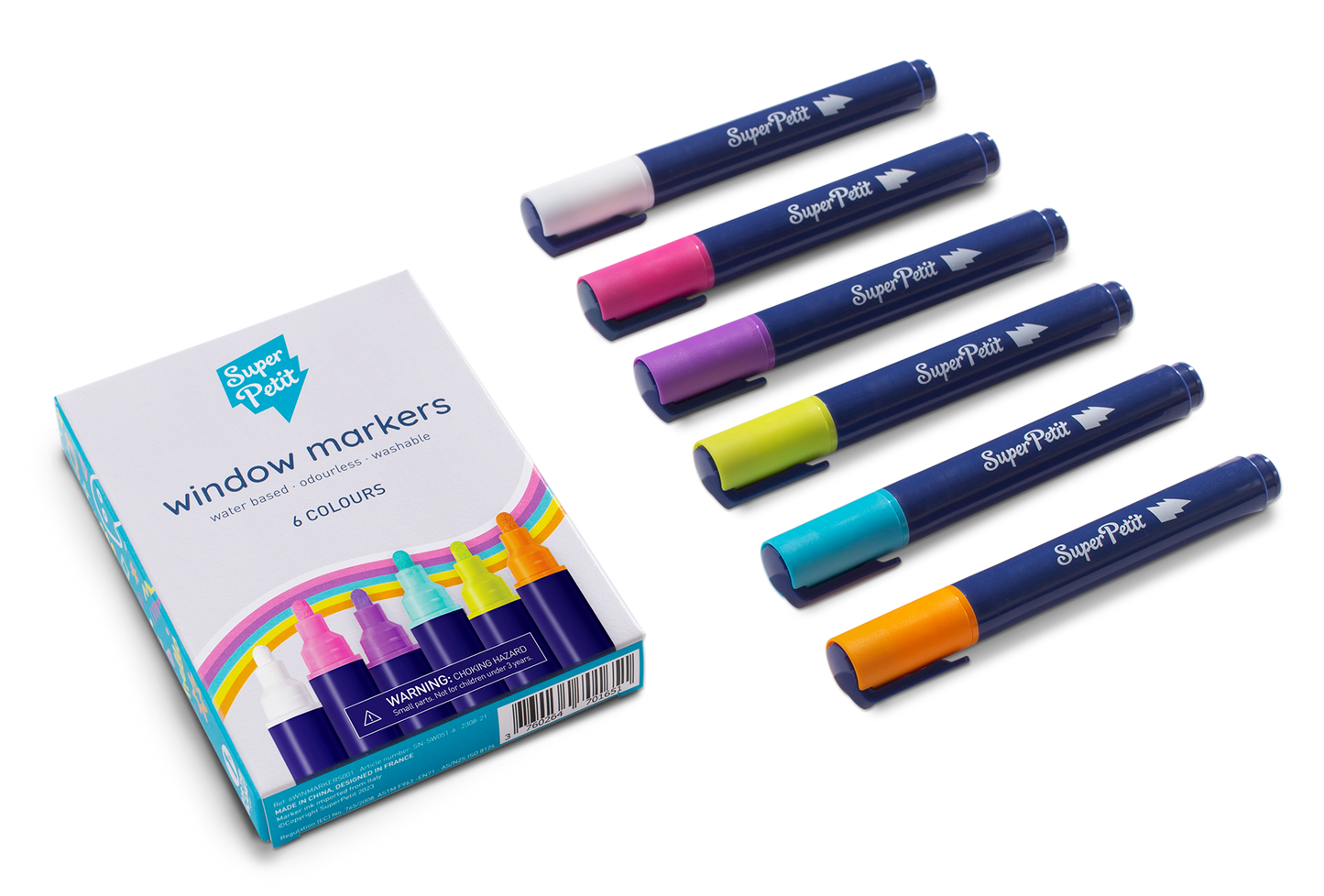 Six feutres pour vitres et miroirs