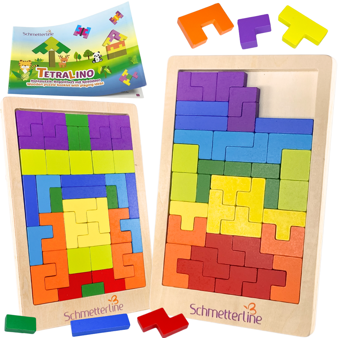 Lot de 3 x 2 puzzles en bois avec pièces de rechange incluses