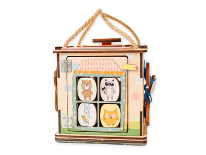 Tableau d'activités  en bois cube avec LED pour le voyage