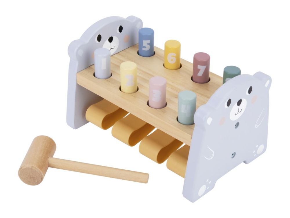 Marteau en bois en forme d'ourson avec chiffres