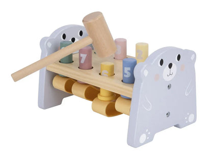 Marteau en bois en forme d'ourson avec chiffres
