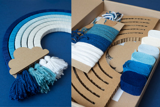 DIY arc en ciel mono bleu