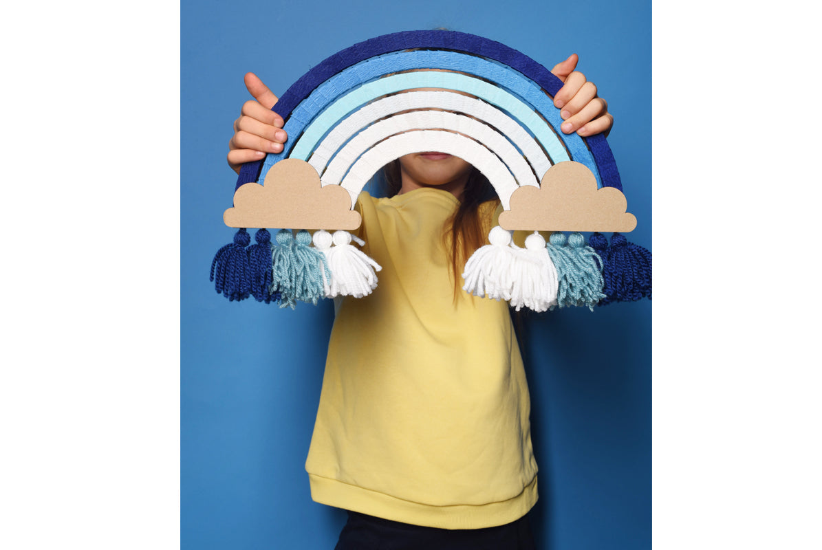DIY arc en ciel mono bleu