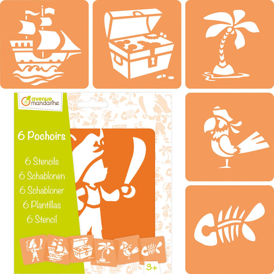 Set de 6 pochoirs enfants, Pirates