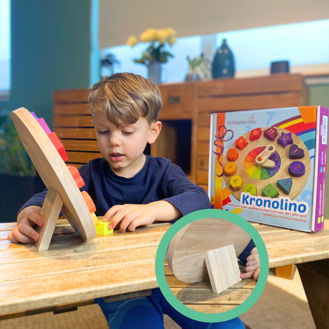 Horloge aux couleurs de l'arc en ciel pour un apprentissage ludique de l'heure en bois