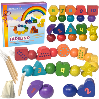 Jeu en bois d'enfilage Montessori