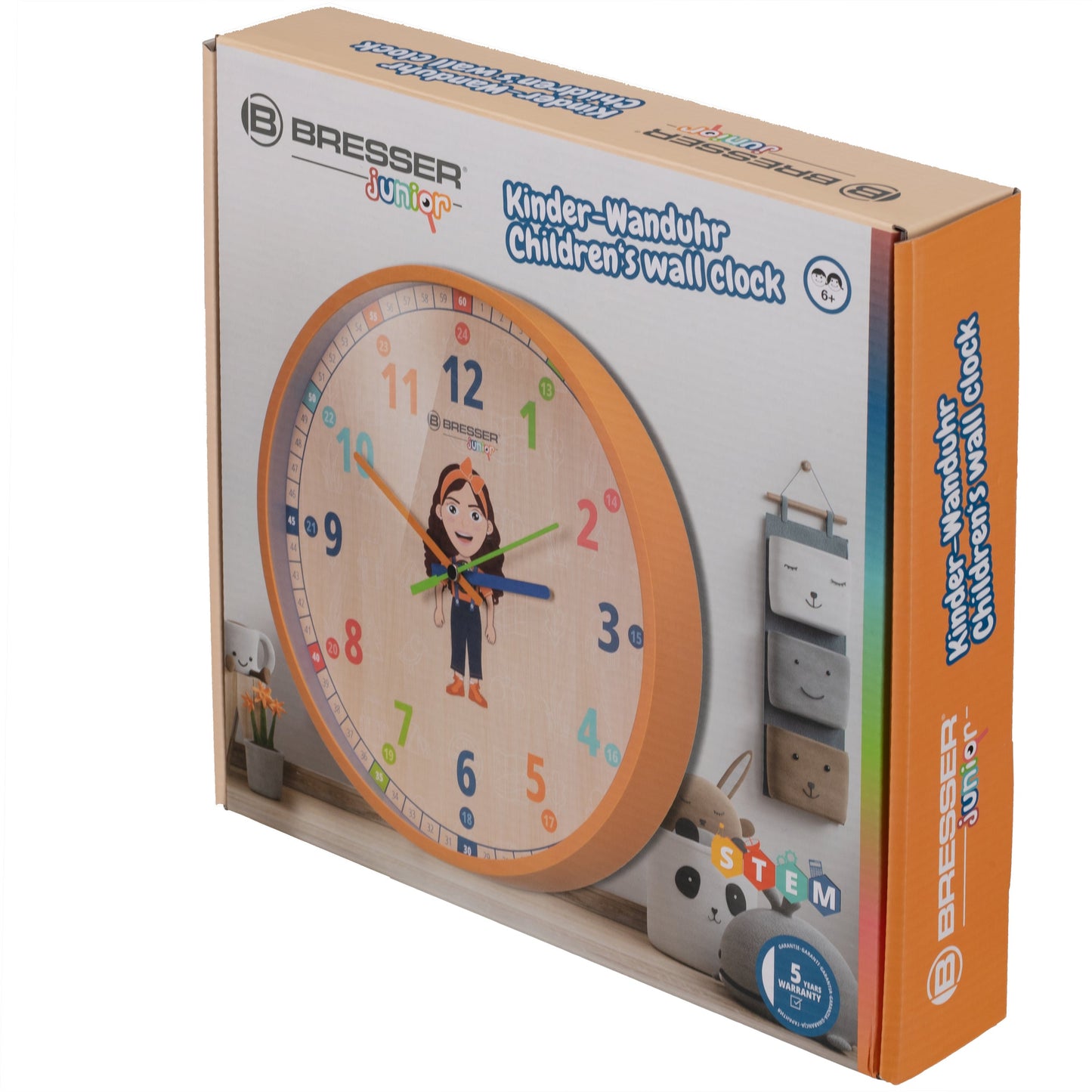 Horloge murale pour enfants orange