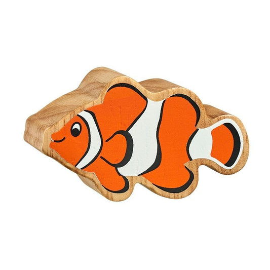 Poisson clown bois naturel peint