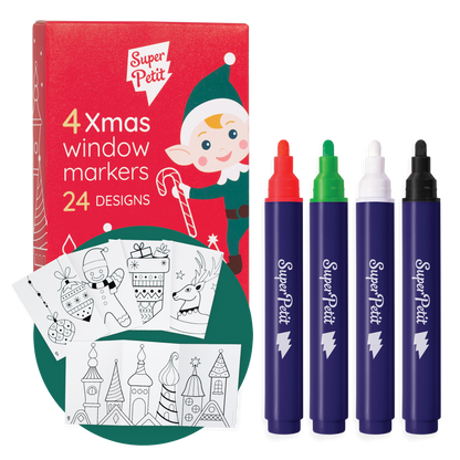 Quatre feutres pour vitres thème Noël