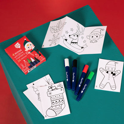 Quatre feutres pour vitres thème Noël