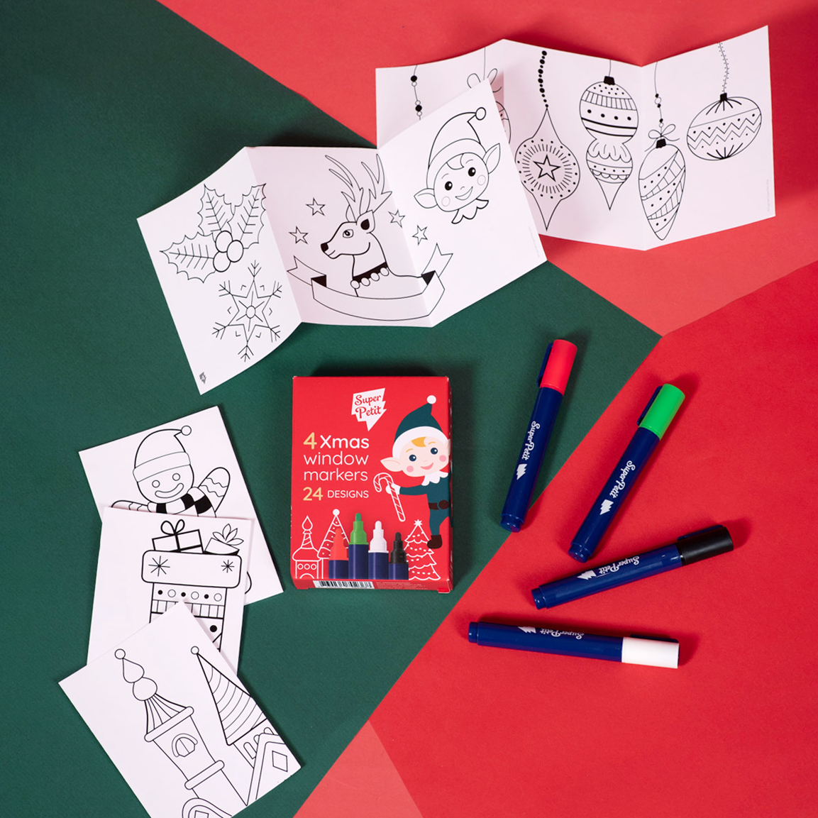 Quatre feutres pour vitres thème Noël